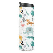 Cute Safari Jungle Animals Personalized Baby Name Thermosbeker (Geroteerd rechts)