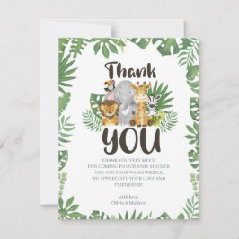 Cute Safari Jungle Baby Dieren Bedankkaart