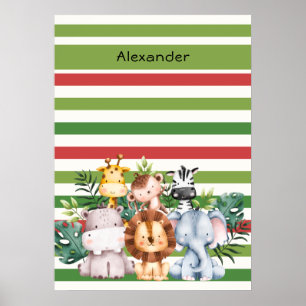 Cute Safari Jungle Baby Dieren Jongen Fotoalbum Poster