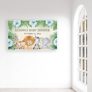 Cute Safari Jungle Dieren Jongen Baby Shower Spandoek