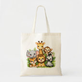 Cute Safari Jungle Dieren Tote Tas (Voorkant)