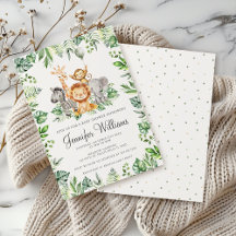 Cute Safari Jungle Wilde Dieren Baby Jongen Shower