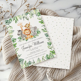 Cute Safari Jungle Wilde Dieren Baby Jongen Shower Kaart