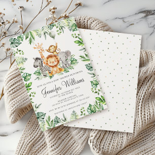 Cute Safari Jungle Wilde Dieren Baby Jongen Shower Kaart