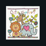 Cute Safari Kids Birthday Paper Napkins Servet<br><div class="desc">Cute Safari verjaardagsfeestartikelen luiers waar kinderen zeker van houden,  kenmerken een olifant met roze hartoren,  een giraf,  leeuw,  bloemen,  groen en tekst die Cute Safari leest! Dit papieren servaarsmodel komt overeen met onze uitnodiging voor de verjaardag van Cute Safari en met papieren borden!</div>