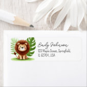 Cute Safari Lion Birthday Etiket (Insitu)