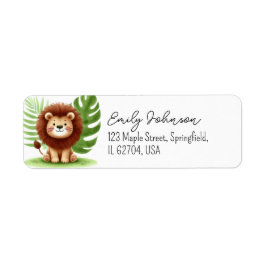 Cute Safari Lion Birthday Etiket