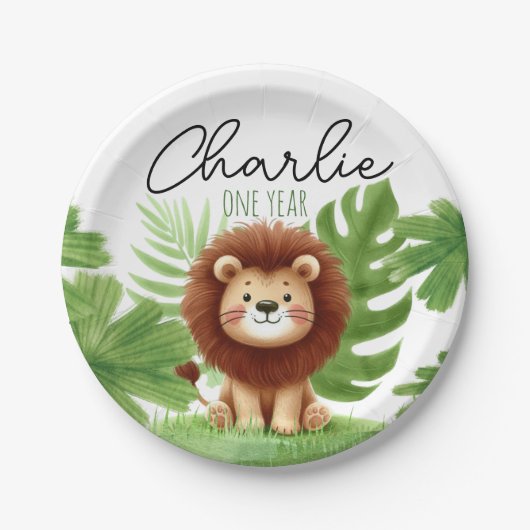 Cute Safari Lion Birthday Papieren Bordje (Voorkant)