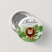 Cute Safari Lion Birthday Ronde Button 3,2 Cm (Voorkant /achterkant)