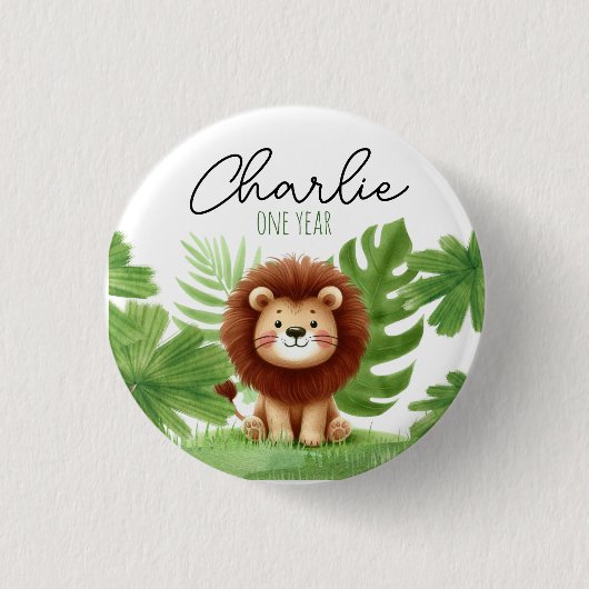 Cute Safari Lion Birthday Ronde Button 3,2 Cm (Voorkant)