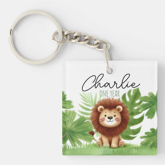 Cute Safari Lion Birthday Sleutelhanger (voorkant)
