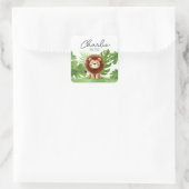 Cute Safari Lion Birthday Vierkante Sticker (Tas)
