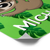 Cute Safari Lion Green Cartoon Oerwoud Name Zoo Poster (Hoek)