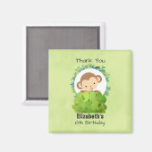 Cute Safari Monkey Birthday Bedankt Magneet (Voorkant / Achterkant)