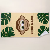 Cute safari monkey cartoon personalized kid's strandlaken (Voorkant)