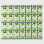 Cute Safari Monkey Happy Birthday Pattern Cadeaupapier (Vlak)