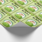 Cute Safari Monkey Happy Birthday Pattern Cadeaupapier (Hoek)