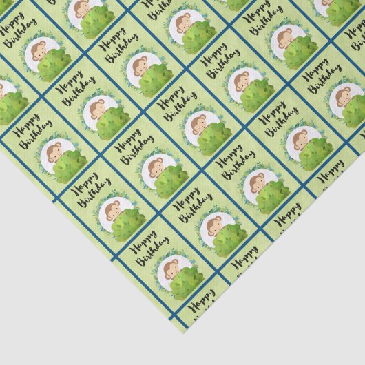 Cute Safari Monkey Happy Birthday Pattern Tissuepapier (Detail)