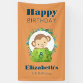 Cute Safari Monkey Happy Birthday Spandoek (Verticaal)