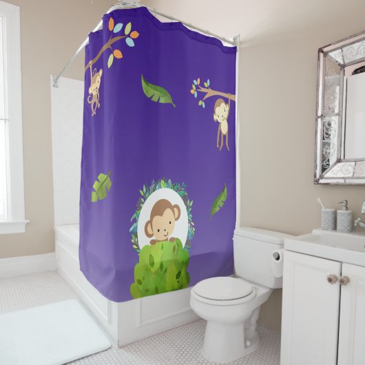 Cute Safari Monkeys Douchegordijn (In situ)