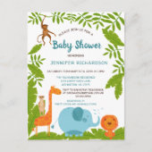 Cute Safari Oerwoud Animal Baby shower Invitation Briefkaart (Voorkant)