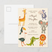 Cute Safari Oerwoud Animal Veronderd Baby shower Uitnodiging Briefkaart (Voorkant / Achterkant)