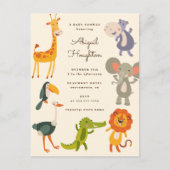 Cute Safari Oerwoud Animal Veronderd Baby shower Uitnodiging Briefkaart (Voorkant)