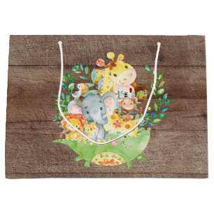 Cute Safari Oerwoud Animals Baby shower Gift Bag Groot Cadeauzakje