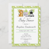 Cute Safari Oerwoud Animals Baby shower Invitation Kaart (Voorkant)