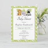 Cute Safari Oerwoud Animals Baby shower Invitation Kaart (Staand voorkant)
