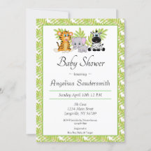 Cute Safari Oerwoud Animals Baby shower Invitation