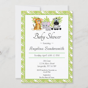 Cute Safari Oerwoud Animals Baby shower Invitation Kaart