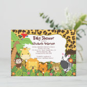 Cute Safari Oerwoud Animals Baby Shower Invitation Kaart (Staand voorkant)