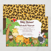 Cute Safari Oerwoud Animals Baby Shower Invitation Kaart (Voorkant / Achterkant)