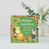 Cute Safari Oerwoud Animals Baby Shower Invitation Kaart (Staand voorkant)