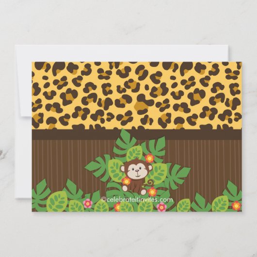 Cute Safari Oerwoud Animals Baby Shower Invitation Kaart (Achterkant)