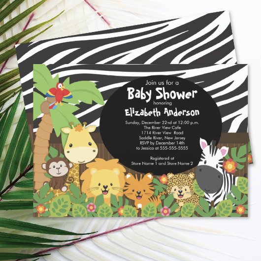 Cute Safari Oerwoud Animals Baby Shower Invitation Kaart