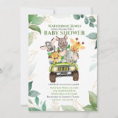 Cute Safari Oerwoud Animals Baby shower Invitation Kaart (Voorkant)