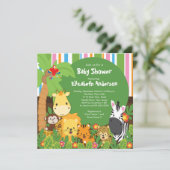Cute Safari Oerwoud Animals Baby Shower Invitation Kaart (Staand voorkant)