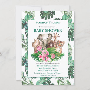 Cute Safari Oerwoud Animals Baby shower Kaart