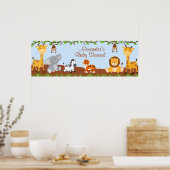 Cute Safari Oerwoud Animals Boy Baby shower Banner Poster (Keuken)