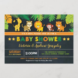 Cute Safari Oerwoud Animals Boy Baby shower Kaart