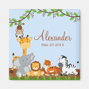 Cute Safari Oerwoud Animals Boy Magnet