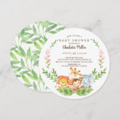 Cute Safari Oerwoud Animals Boys Baby shower Kaart (Voorkant / Achterkant)