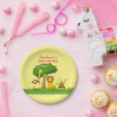 Cute Safari Oerwoud Animals Custom Baby shower Papieren Bordje (Feest)