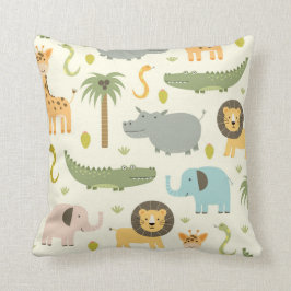 Cute Safari Oerwoud Animals Greenery Sierkussen