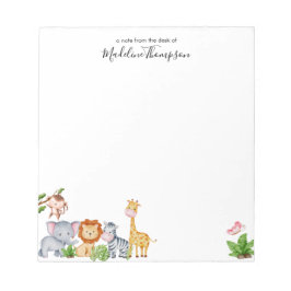 Cute Safari Oerwoud Animals Kinder Elegant Script Notitieblok