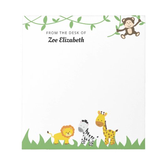 Cute Safari Oerwoud Animals van het bureau van de  Notitieblok (Voorkant)