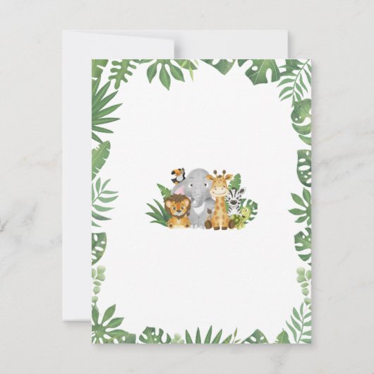 Cute Safari Oerwoud Baby Animals Bedankkaart (Achterkant)