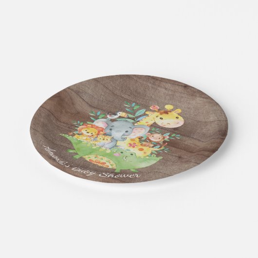 Cute Safari Oerwoud Baby shower 7" Bord (Gekanteld)